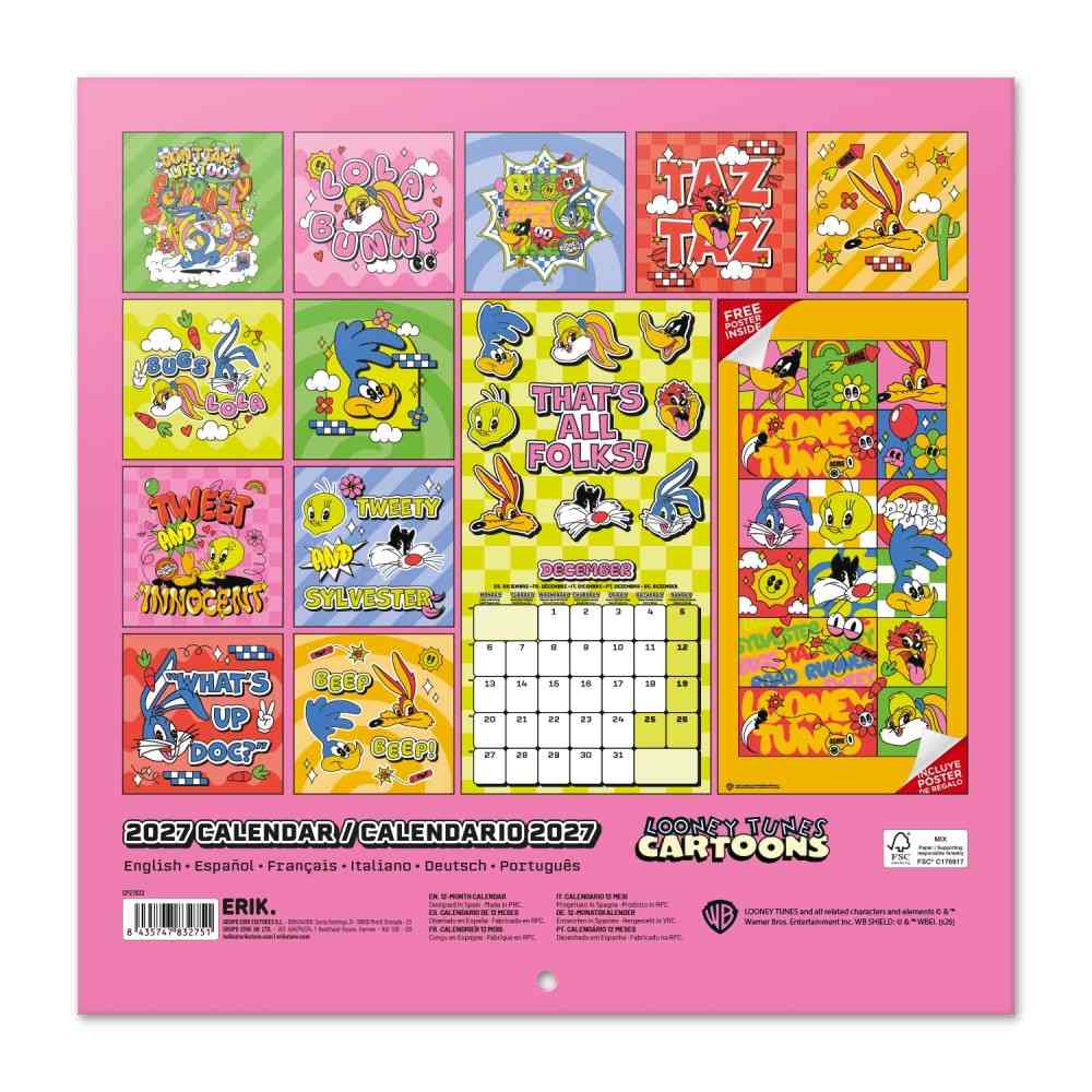 Grupo Erik Looney Tunes - 2027 30X30 Calendar - Multicolours